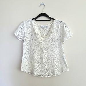 New York & Company | Cotton Floral Lace Shirt